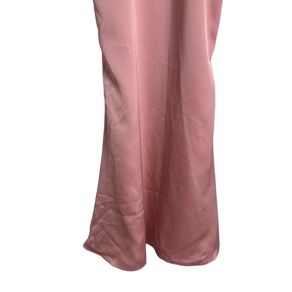Fame and Partners Trine Dusty Rose Pink Satin V-Neck Maxi Gown Size 4 - Picture 7 of 13